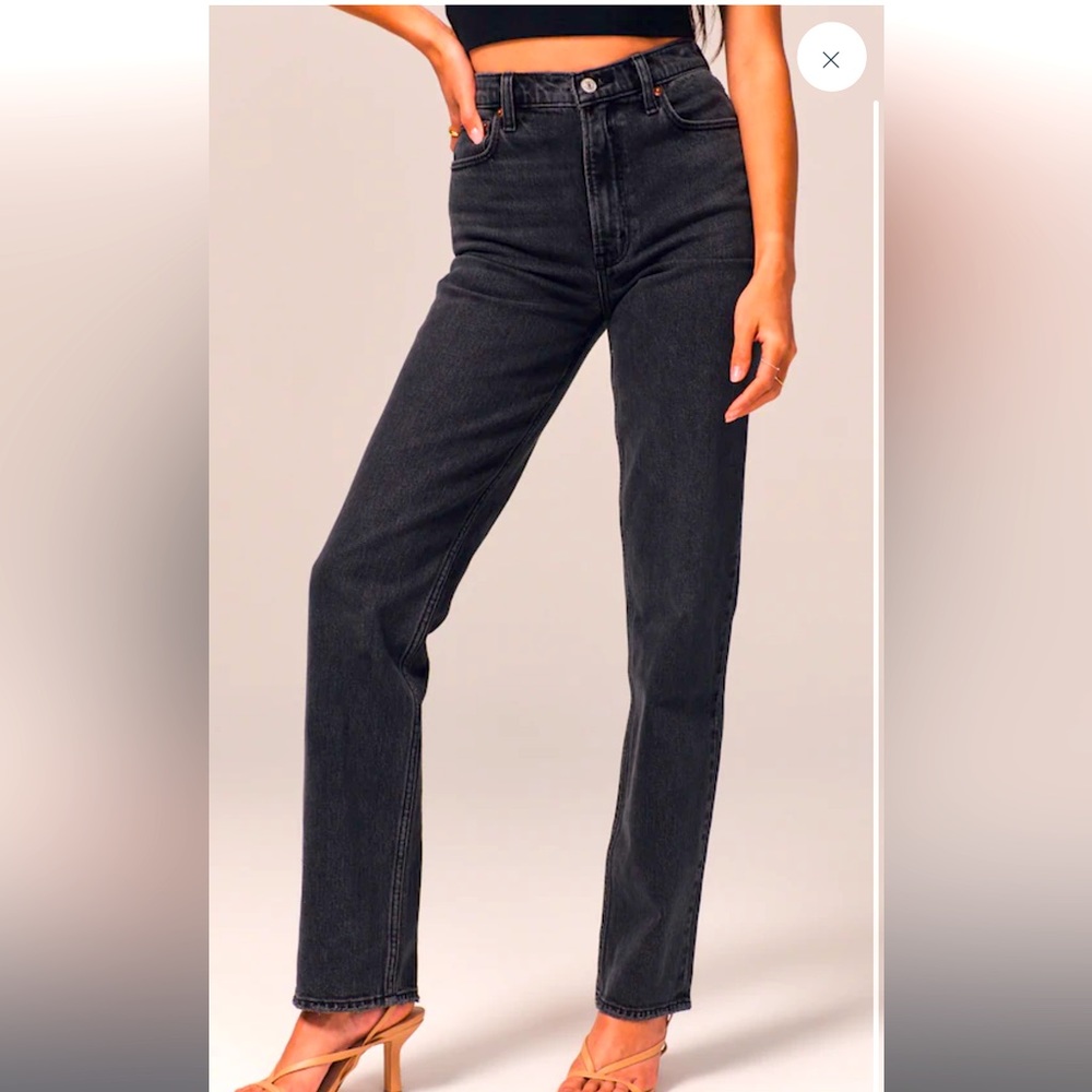 Abercrombie 90s Straight Ultra High Rise  - Black